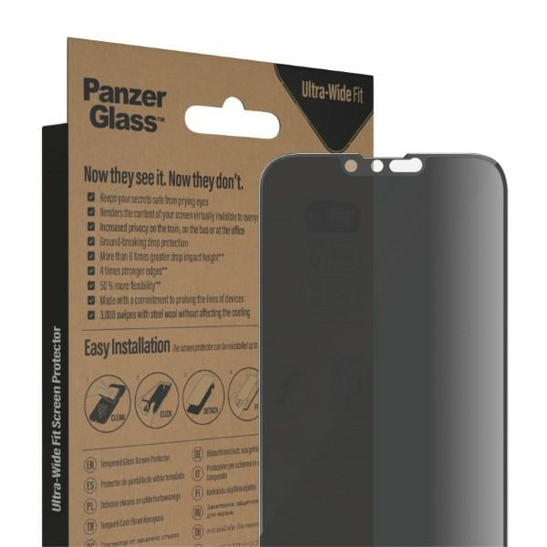 PanzerGlass Ultra-Wide Fit tempereret glas antibakterielt privatliv med Positioner til iPhone 14 Plus / 13 Pro Max