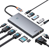 HUB Baseus PortalJoy Series 13in1 USB-C - 2x HDMI / DP / VGA / USB-A 3.1 / USB-C 3.1 / USB-A 2.0 / PD / RJ45 / SD / TF / AUX - gray