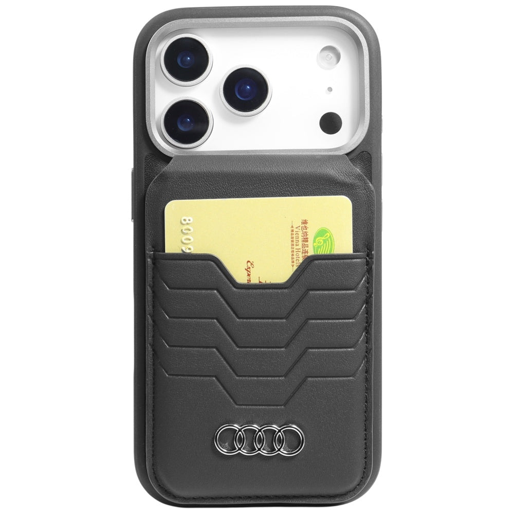 MagSafe Magnetisk Audi Ledder Wallet Card med stativ - sort