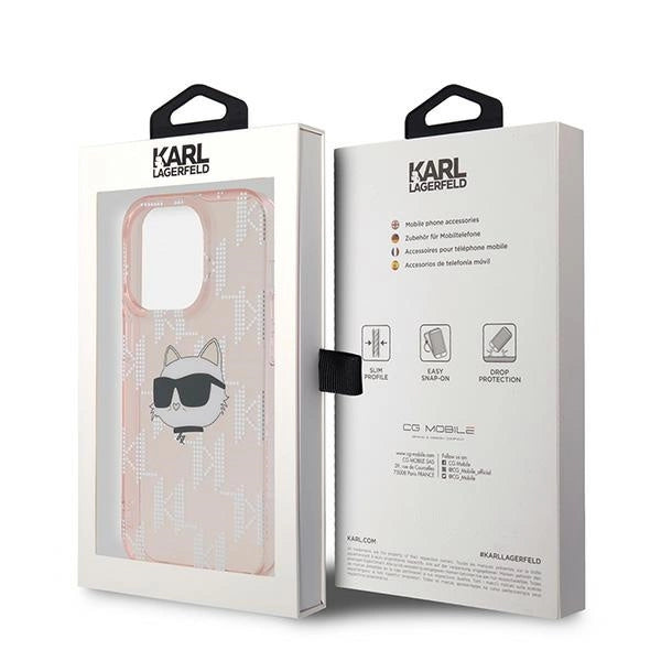 Karl Lagerfeld IML Choupette Head & Monogram case for iPhone 13 Pro Max - pink