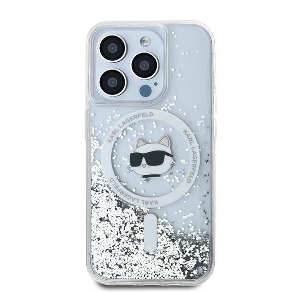 Karl Lagerfeld Liquid Glitter Choupette Head MagSafe case for iPhone 13 Pro / 13 - transparent