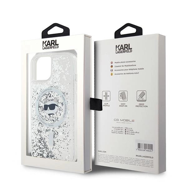 Karl Lagerfeld Liquid Glitter Choupette Head MagSafe case for iPhone 13 - transparent