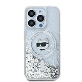 Karl Lagerfeld Liquid Glitter Choupette Head MagSafe case for iPhone 14 Pro - transparent
