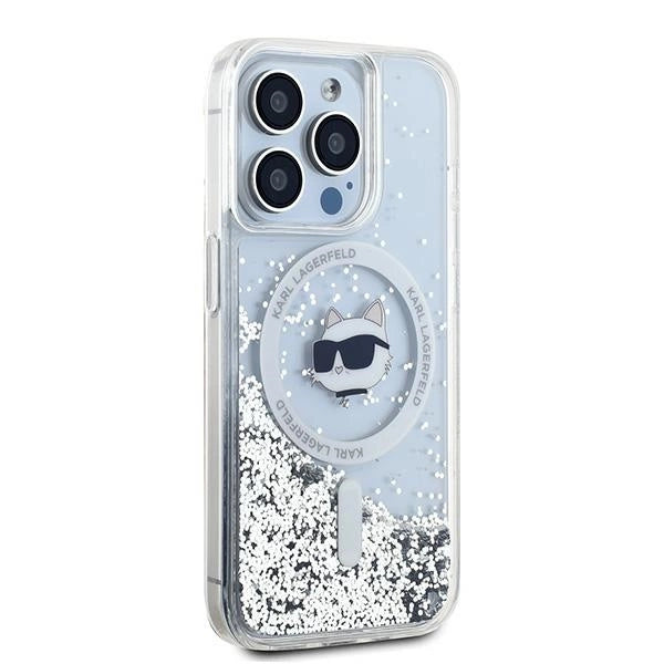 Karl Lagerfeld Liquid Glitter Choupette Head MagSafe case for iPhone 14 Pro Max - transparent