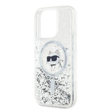 Karl Lagerfeld Liquid Glitter Choupette Head MagSafe case for iPhone 14 Pro Max - transparent