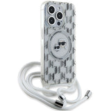 Karl Lagerfeld IML Crossbody Monogram Karl & Choupette Head MagSafe Case for iPhone 15 Pro - Transparent