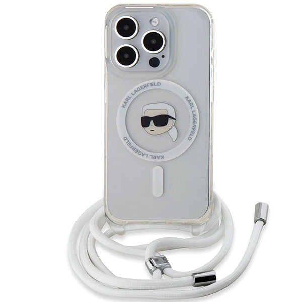 Karl Lagerfeld Crossbody IML Karl Head MagSafe case for iPhone 15 Pro - transparent