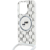 Karl Lagerfeld IML Crossbody Monogram Karl & Choupette Head MagSafe Case for iPhone 15 Pro Max - Transparent
