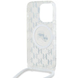 Karl Lagerfeld IML Crossbody Monogram Karl & Choupette Head MagSafe Case for iPhone 15 Pro Max - Transparent