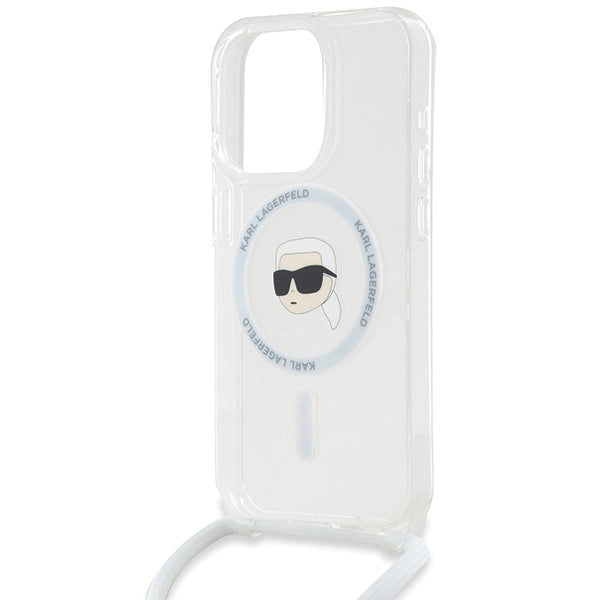 Karl Lagerfeld Crossbody IML Karl Head MagSafe case for iPhone 15 Pro Max - transparent