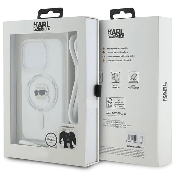 Karl Lagerfeld Crossbody IML Karl Head MagSafe case for iPhone 15 Pro Max - transparent