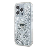 Karl Lagerfeld Liquid Glitter Karl Head MagSafe case for iPhone 15 Pro Max - transparent