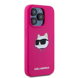 Karl Lagerfeld Silicone Choupette Head MagSafe case for iPhone 15 Pro Max - pink