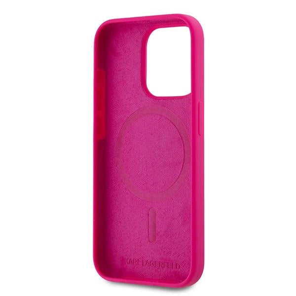 Karl Lagerfeld Silicone Choupette Head MagSafe case for iPhone 15 Pro Max - pink