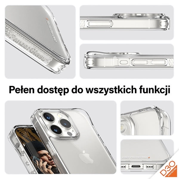 PanzerGlass Bundle 3in1 sæt gennemsigtigt etui + folie + kameraomslag til iPhone 15 Pro