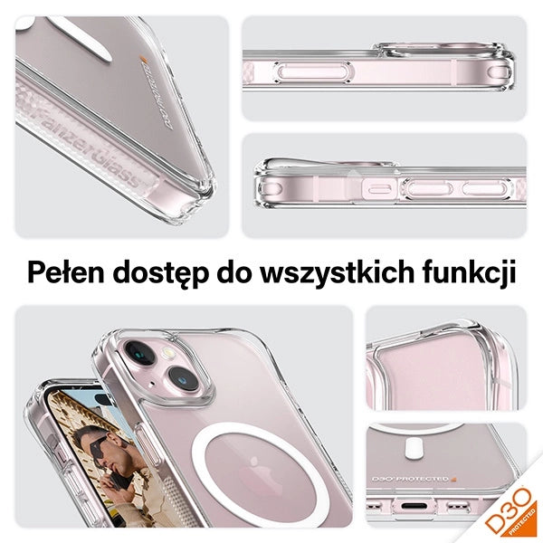 PanzerGlass HardCase med MagSafe med D3O og Military Grade Certification til iPhone 15/14/13 - Transparent