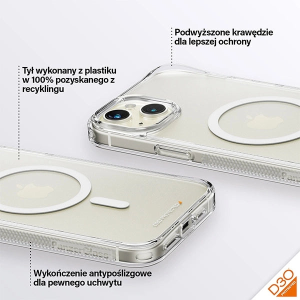 PanzerGlass HardCase med MagSafe med D3O og Military Grade Certified til iPhone 15 Plus / 14 Plus - Transparent