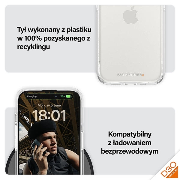PanzerGlass HardCase med D3O og Military Grade certificering til iPhone 15 Pro - gennemsigtig