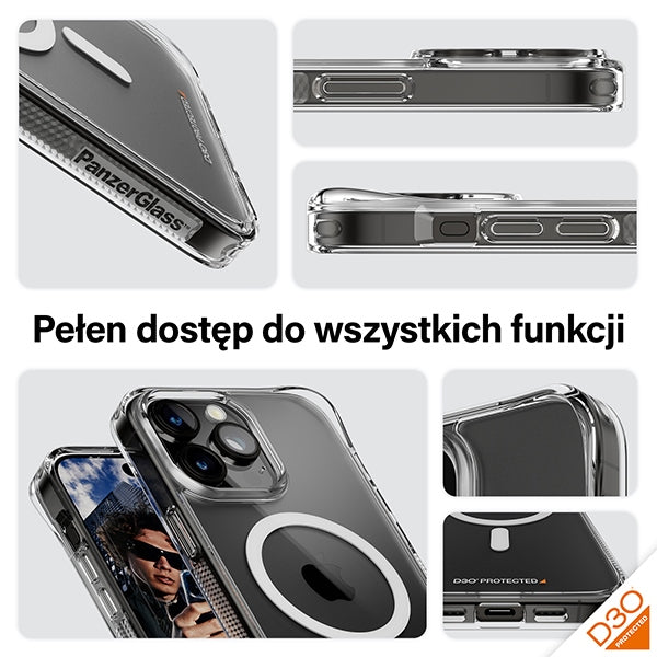 PanzerGlass HardCase med MagSafe med D3O og Military Grade Certified for iPhone 15 Pro Max - Transparent