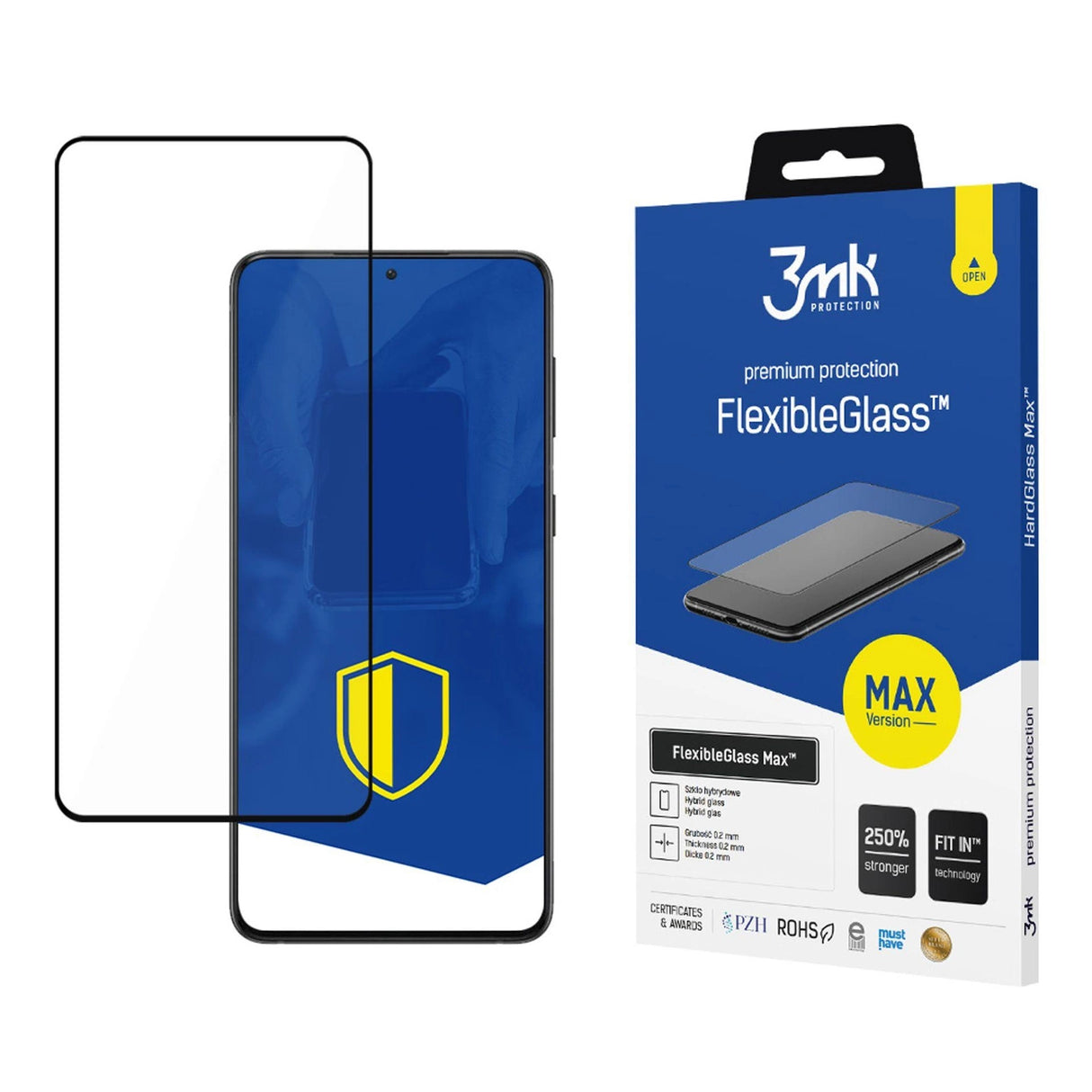 Hærdet glas 3mk FlexibleGlass Max Black til Samsung Galaxy S21+ 5G