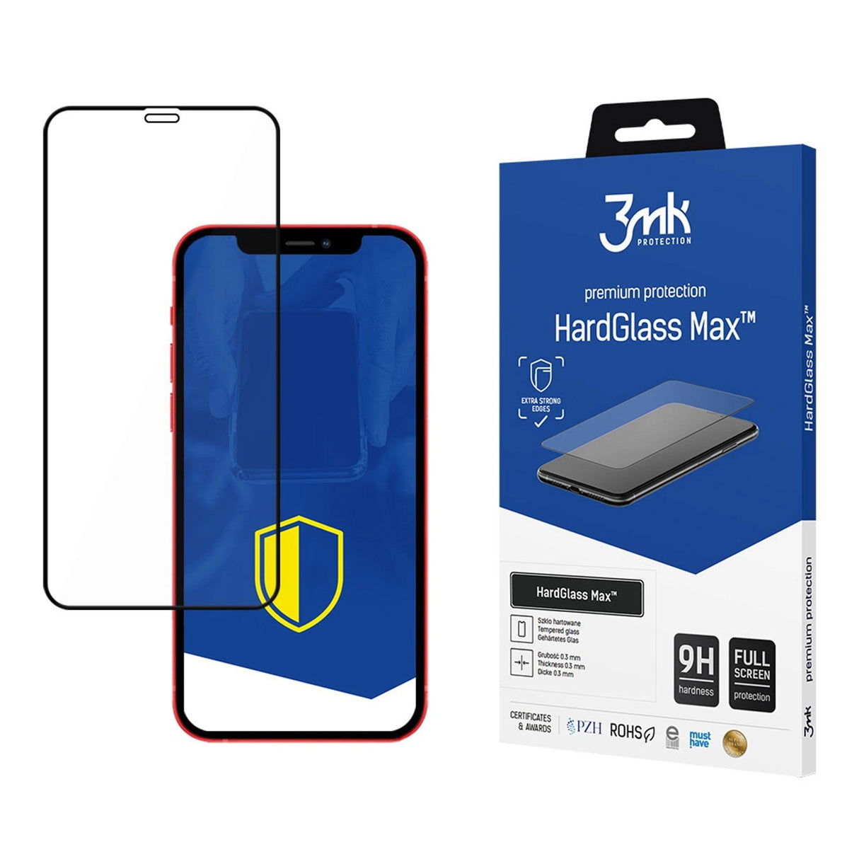 9H 3mk HardGlass MaxTM glas til iPhone 12 / 12 Pro