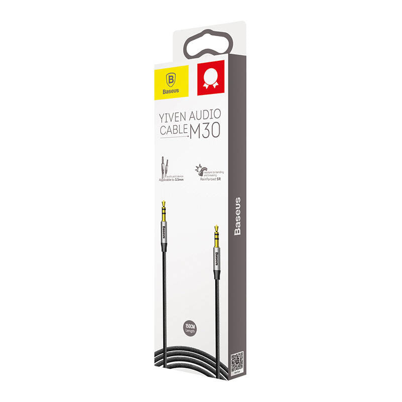 Baseus Yiven Audio Cable 3.5 mandlig Audio M30 1.5M Silver+ Black