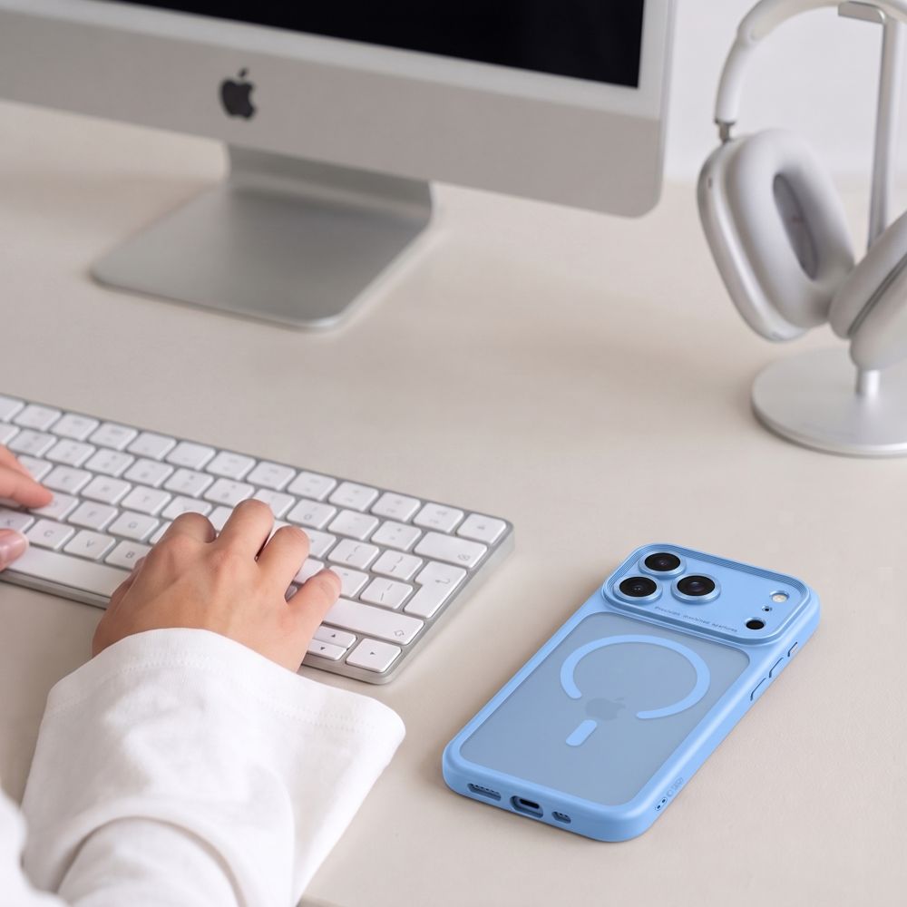 Tech Protect Magpeak Magsafe Cc Iphone 17 Pro / 18 Pro Mat Lysblå