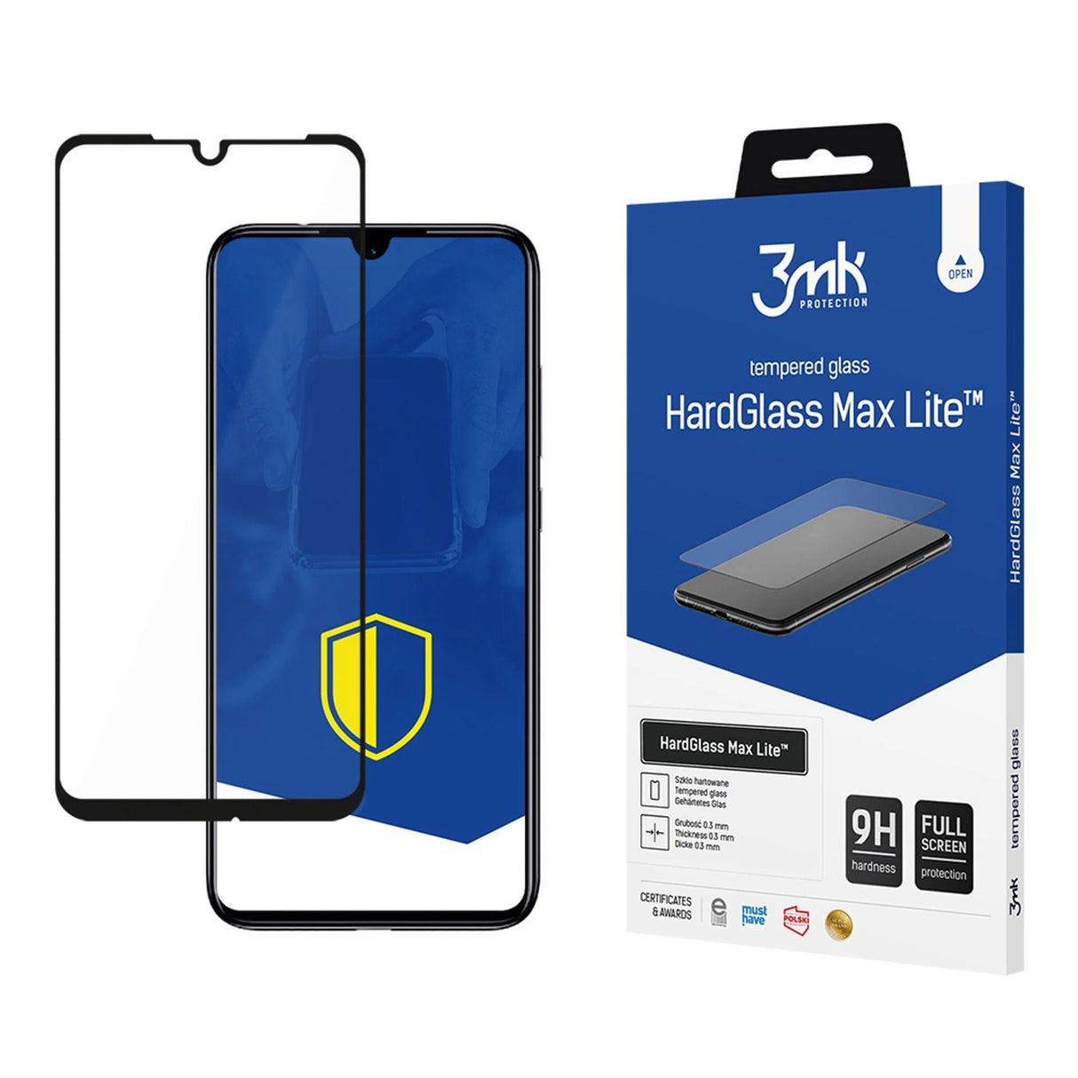 9H 3mk HardGlass Max LiteTM glas på Xiaomi Redmi Note 7