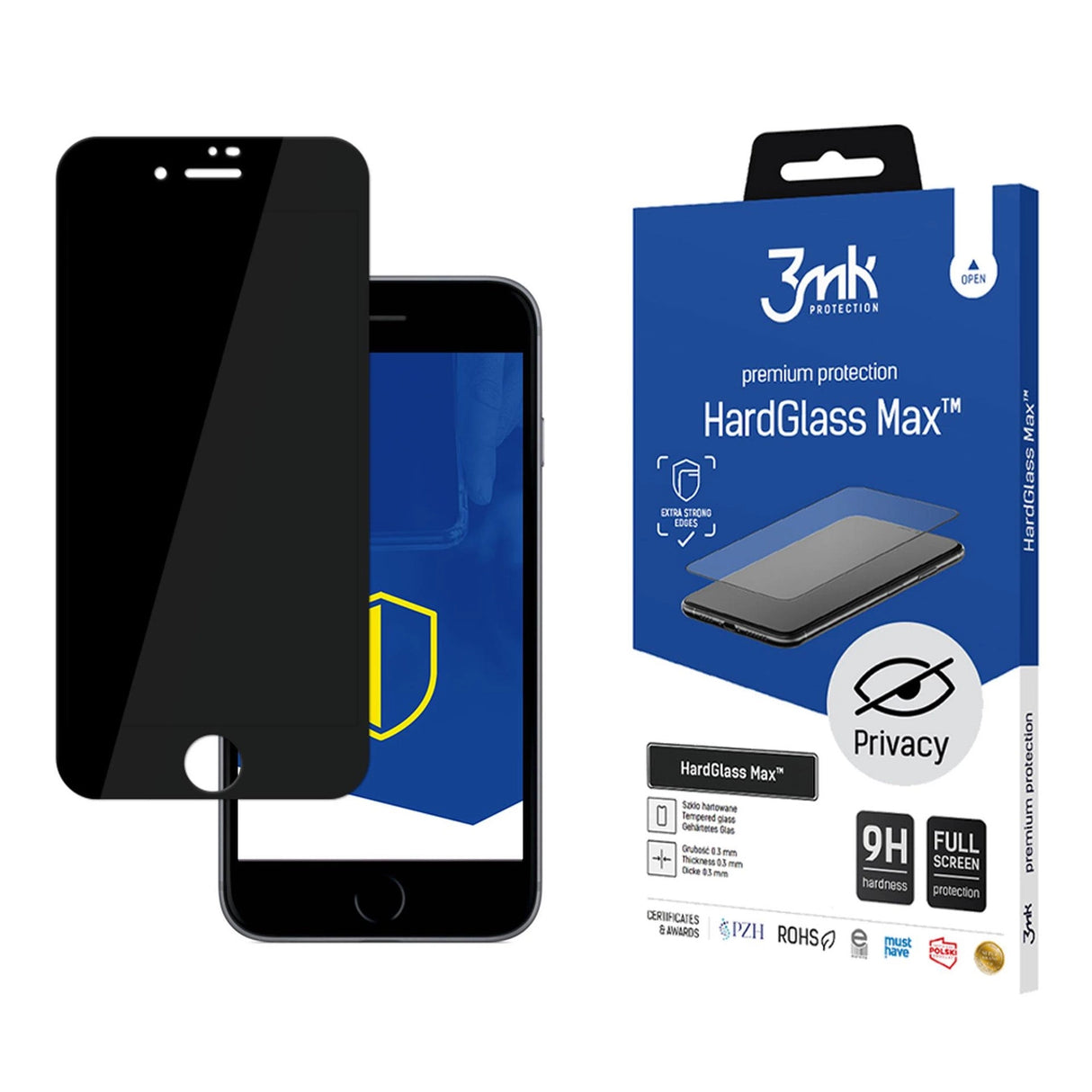 9H Privacy Glass 3mk HardGlass Max Privacy til iPhone 7