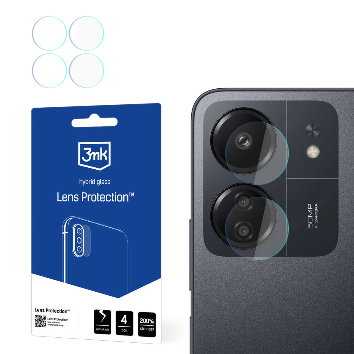 3mk Lens ProtectionTM hybridkameraglas til Xiaomi Redmi 13C / Poco C65