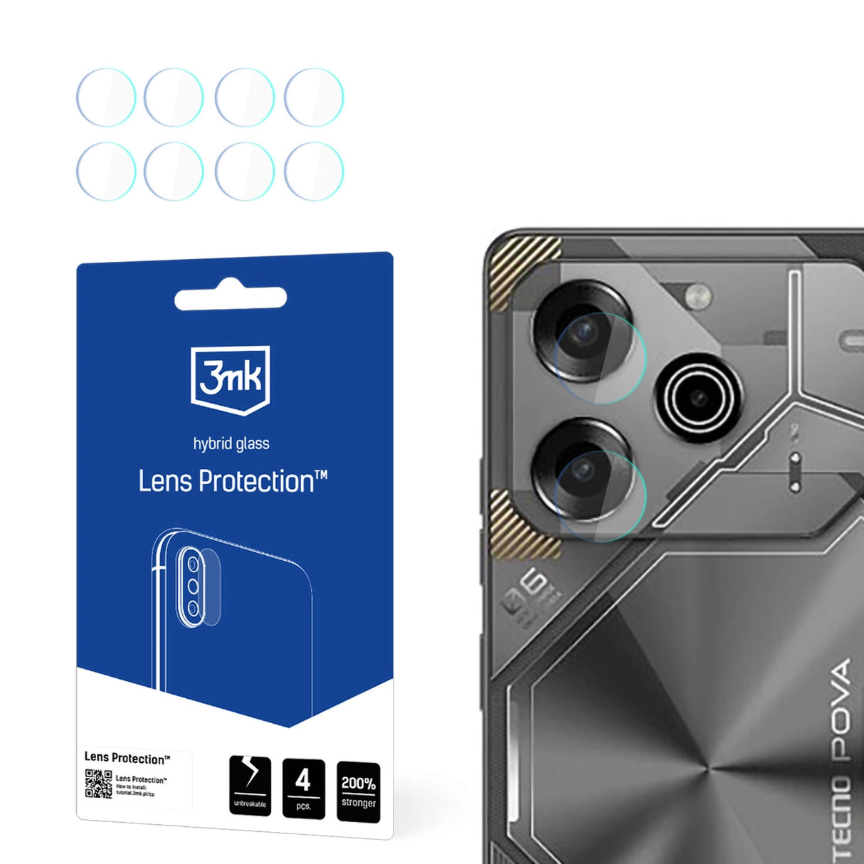 3mk Lens ProtectionTM Hybrid Camera Glass til Tecno Pova 6 Neo