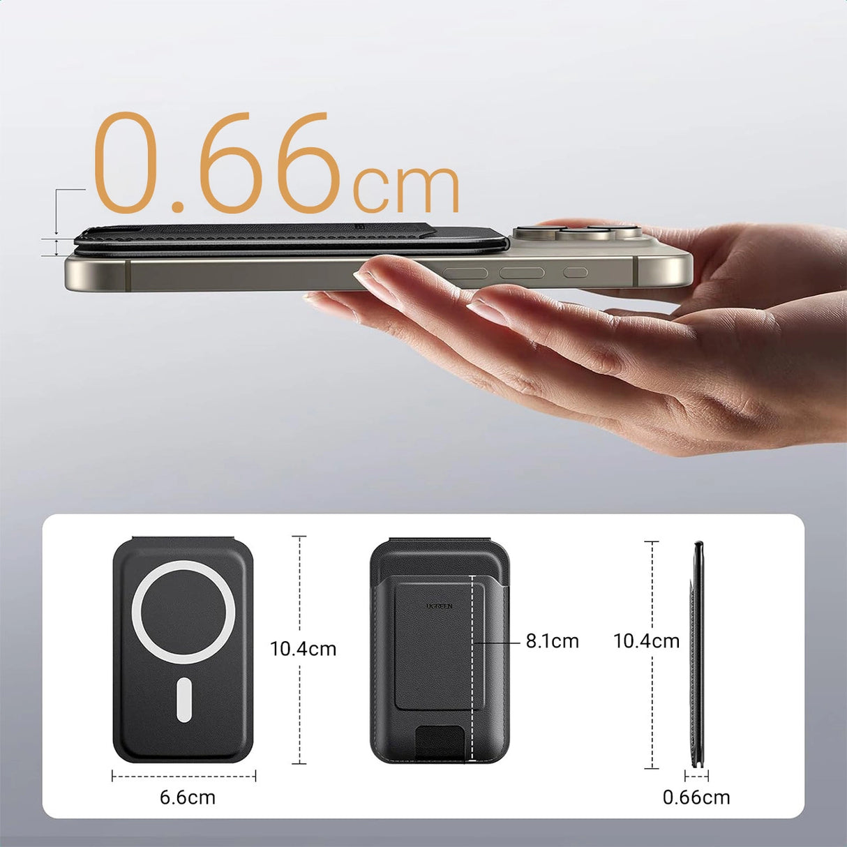 Ugreen Magnetic Wallet 45165 magnetisk MagSafe med stand - sort