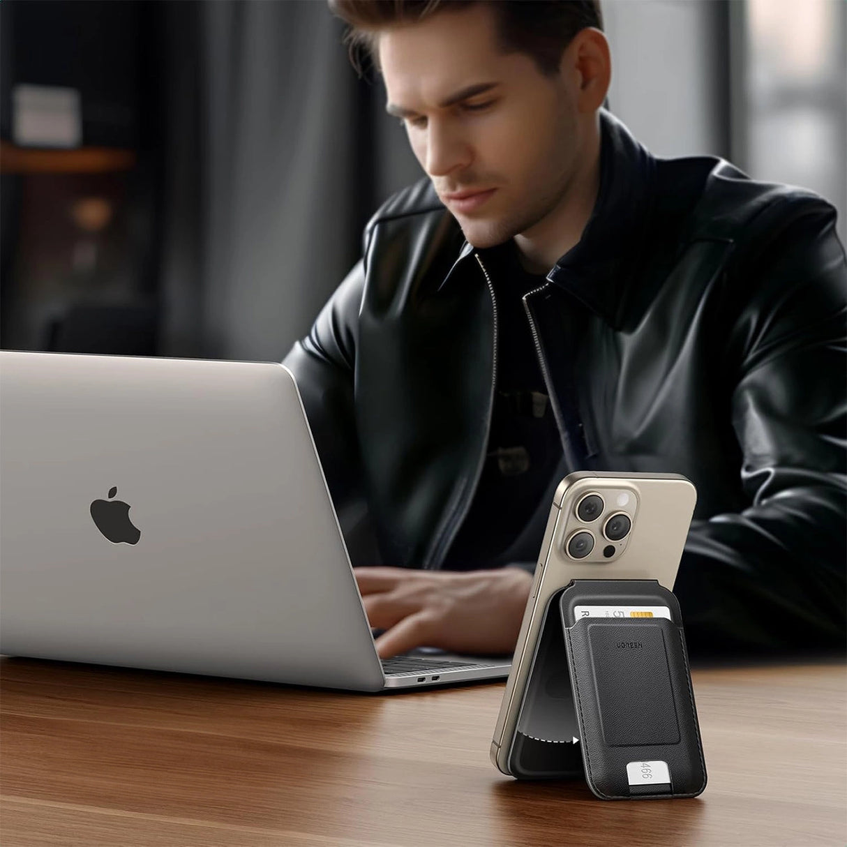 Ugreen Magnetic Wallet 45165 magnetisk MagSafe med stand - sort