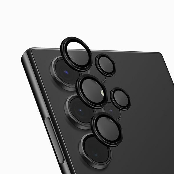Uniq Optix Aluminium Kamera Lins Beskytter til Samsung Galaxy S24 Ultra kamera objektiv med applikator - sort