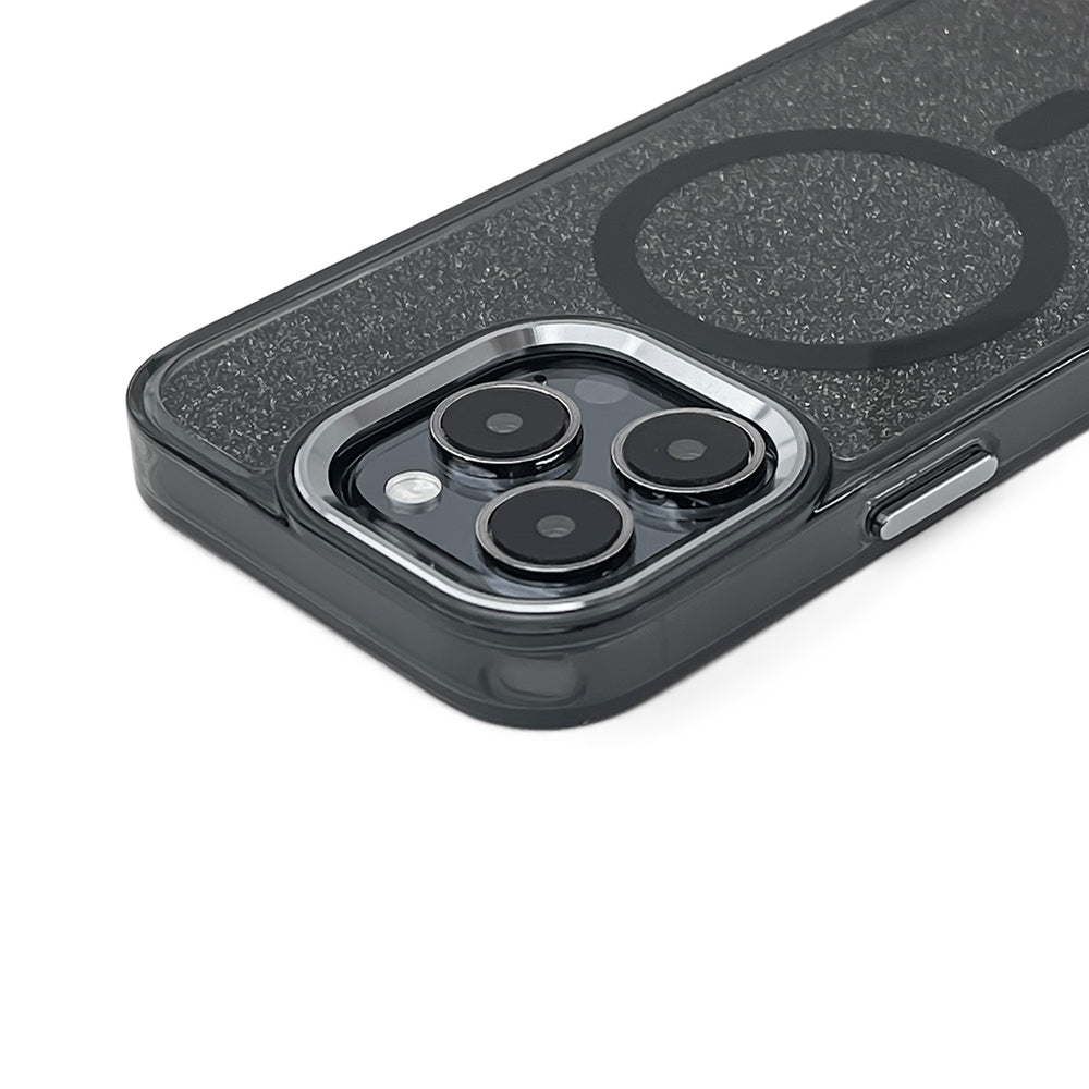 Glitter Case MagSafe til iPhone 16 Plus - sort med glitter