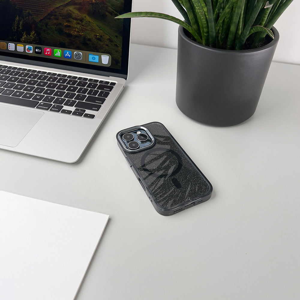 Glitter Case MagSafe til iPhone 16 Pro Max - sort med glitter