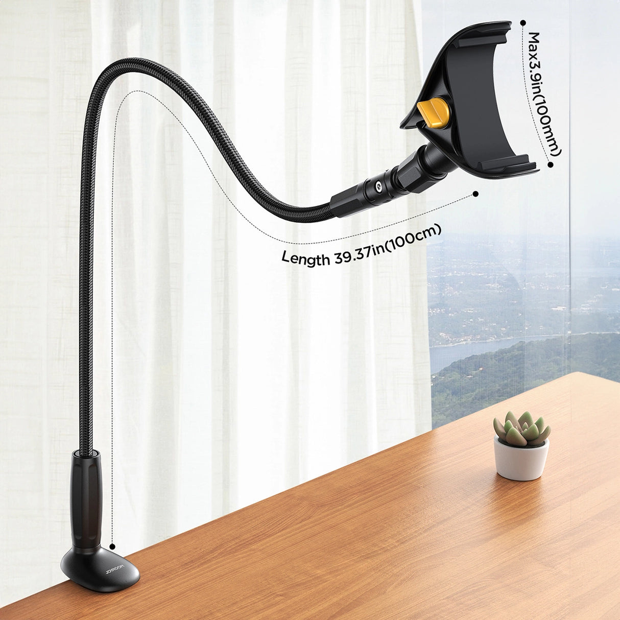 Joyroom JR-ZS389-holder med fleksibel arm til telefon til skrivebord - sort