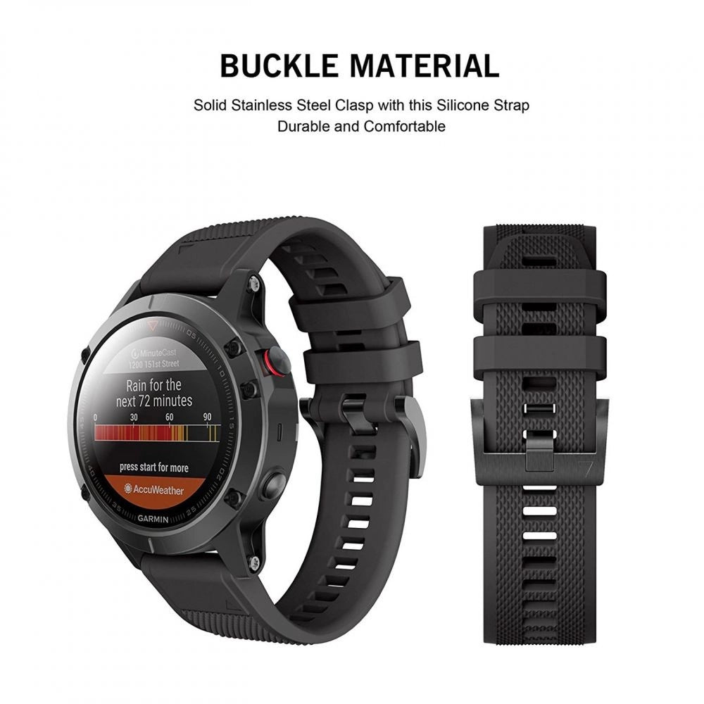 Tech-Protect Smooth Strap til Garmin Fenix 3 / 5X / 3HR / 5X Plus / 6X / 6X Pro / 7X - sort
