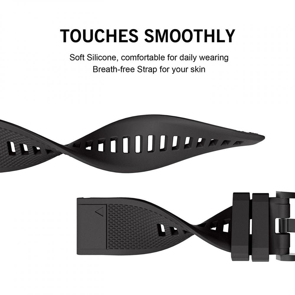 Tech-Protect Smooth Strap til Garmin Fenix 3 / 5X / 3HR / 5X Plus / 6X / 6X Pro / 7X - sort