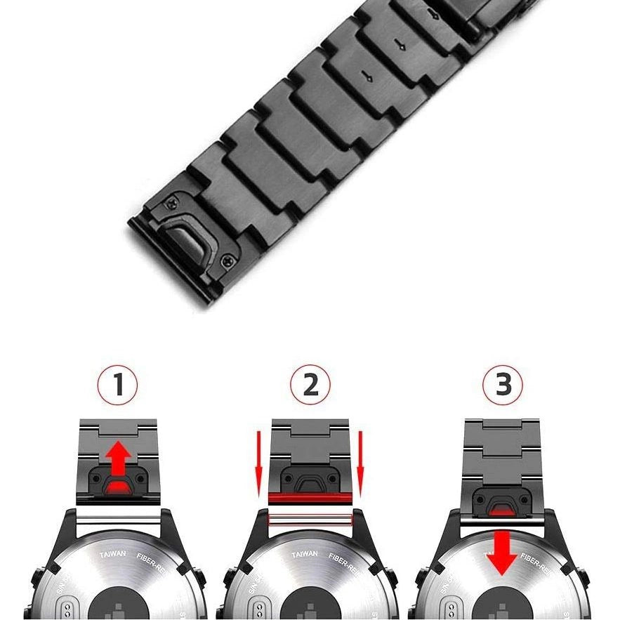 Tech-Protect SteelBand armbånd til Garmin Fenix 3 / 5X / 3HR / 5X Plus / 6X / 6X Pro / 7X - sort