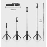 Tech-Protect L01S Bluetooth Selfie Stick med Stativ op til 70 cm - sort