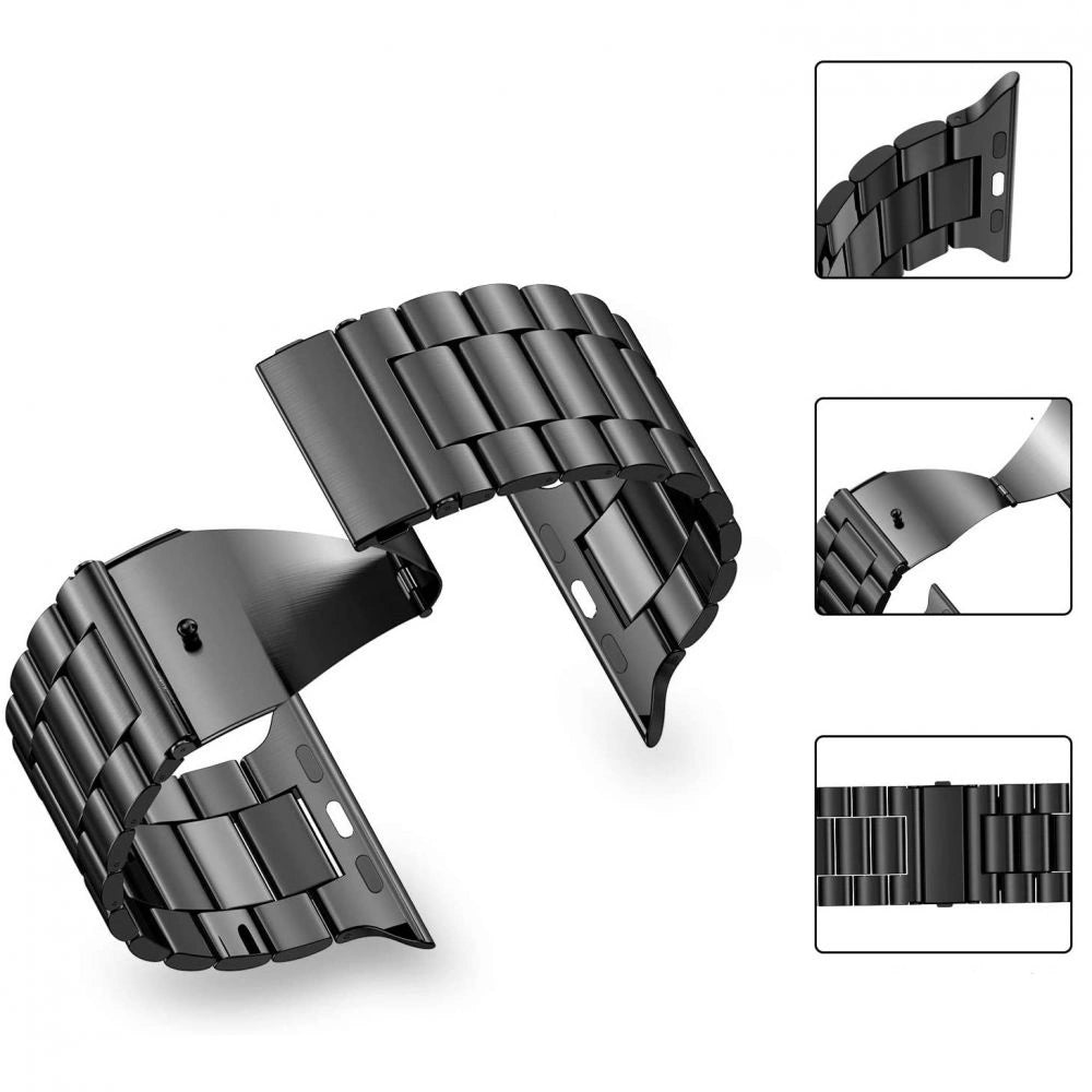 Tech-Protect rustfrit armbånd til Apple Watch 4 / 5 / 6 / 7 / 8 / 9 / SE / Ultra 1 / 2 (42/44/45/49 mm) - sort