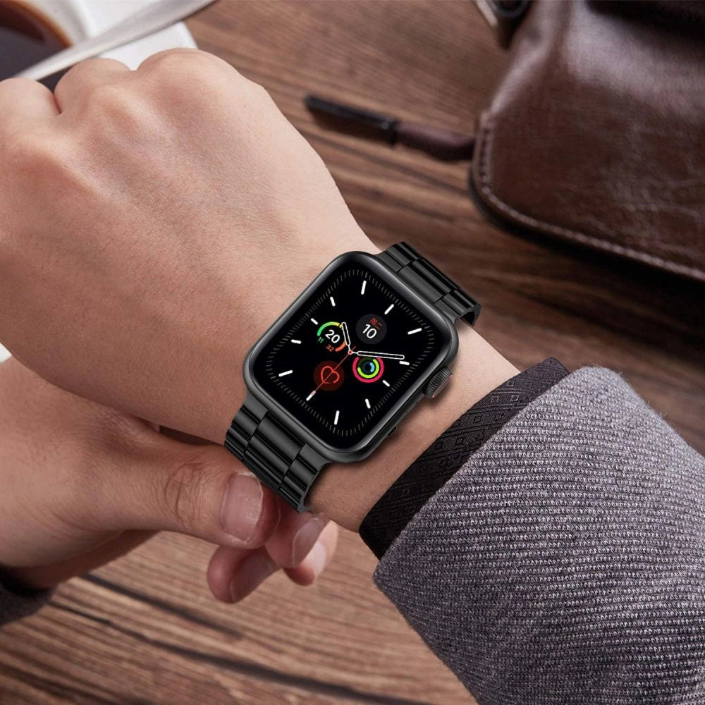 Tech-Protect rustfrit armbånd til Apple Watch 4 / 5 / 6 / 7 / 8 / 9 / SE / Ultra 1 / 2 (42/44/45/49 mm) - sort