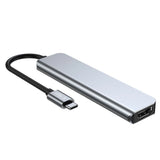 HUB Tech-Protect V4 6in1 USB-C - USB-A 3.0 / USB-A 2.0 / USB-C / HDMI / micro SD / TF / SD-kortlæser - grå