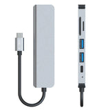 HUB Tech-Protect V4 6in1 USB-C - USB-A 3.0 / USB-A 2.0 / USB-C / HDMI / micro SD / TF / SD-kortlæser - grå