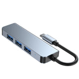 HUB Tech-Protect V1 4in1 USB-C - 3x USB-A 2.0 / USB-A 3.0 - grå