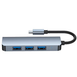 HUB Tech-Protect V1 4in1 USB-C - 3x USB-A 2.0 / USB-A 3.0 - grå