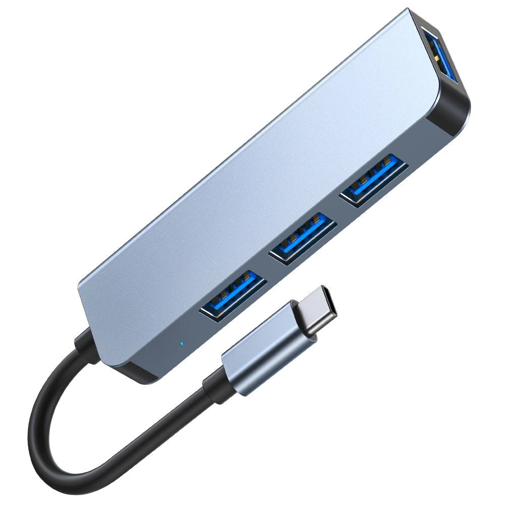 HUB Tech-Protect V1 4in1 USB-C - 3x USB-A 2.0 / USB-A 3.0 - grå