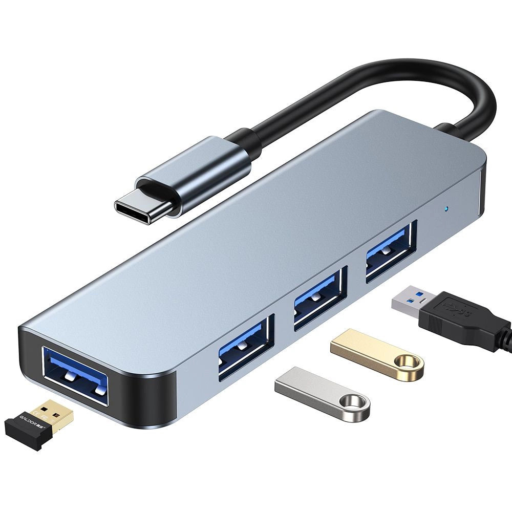 HUB Tech-Protect V1 4in1 USB-C - 3x USB-A 2.0 / USB-A 3.0 - grå
