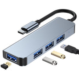 HUB Tech-Protect V1 4in1 USB-C - 3x USB-A 2.0 / USB-A 3.0 - grå